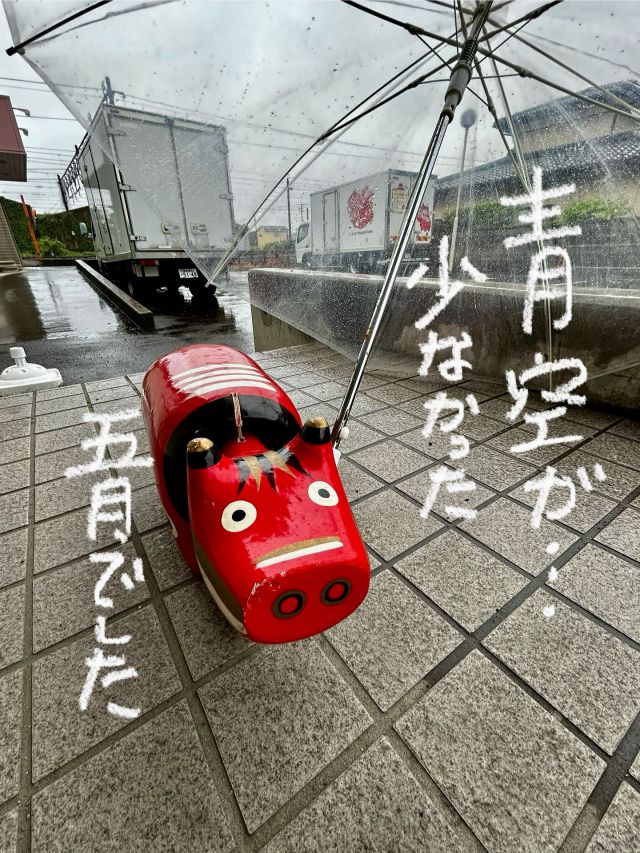 「赤べこ日記」
✨爽やかな五月のはずが…
　不安定なお天気だった印象🫩

本日も冷たい雨☔

😊そんな雨降りの中
　　「赤べこマグカップ」を求めて
　来店していただき~
ありがとうございました😊

⭐️ネットショップでも
　購入いただきありがとうございます😊

#赤べこ #まる福 #傘